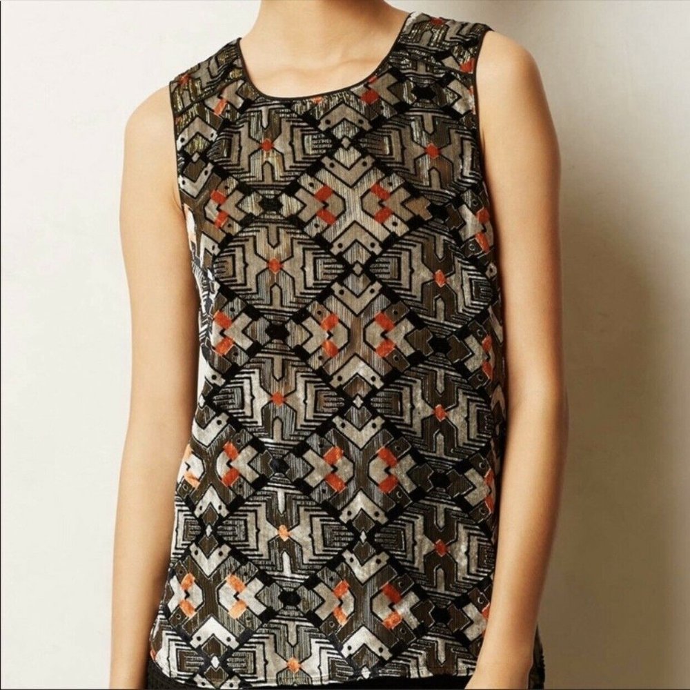 Anthro Meadow Rue Metallic Velvet Tank - Picture 2 of 11